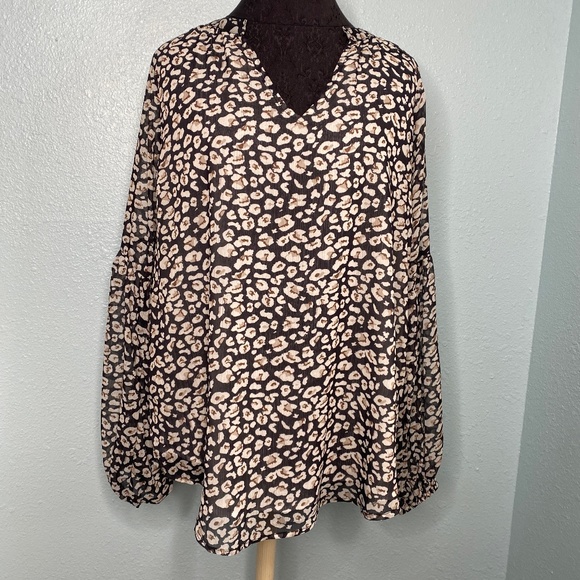 BTFBM Animal Print Blouse - Picture 1 of 15